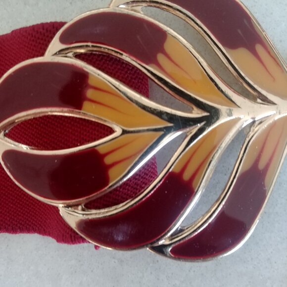 Vintage made in Korea red gold clasp buckle belt stretch - Picture 11 of 12